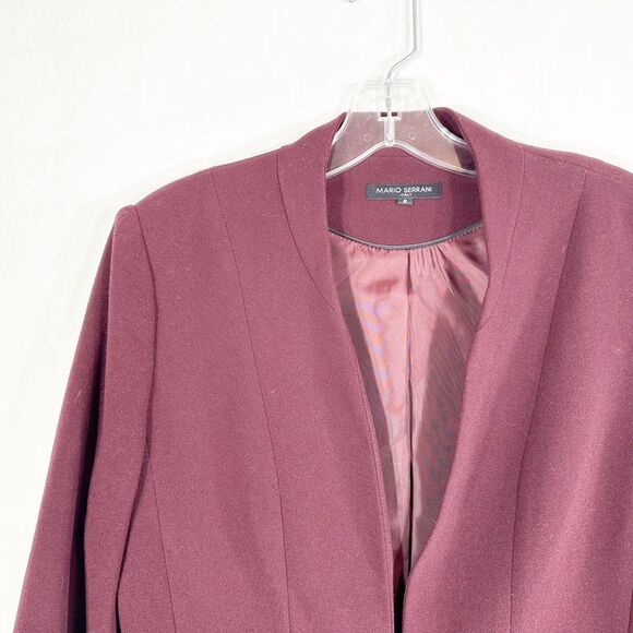 Mario Serrani Size 8 Blazer Jacket Maroon Lined Hook Eye Closure‎ Italy 384 - Picture 3 of 8